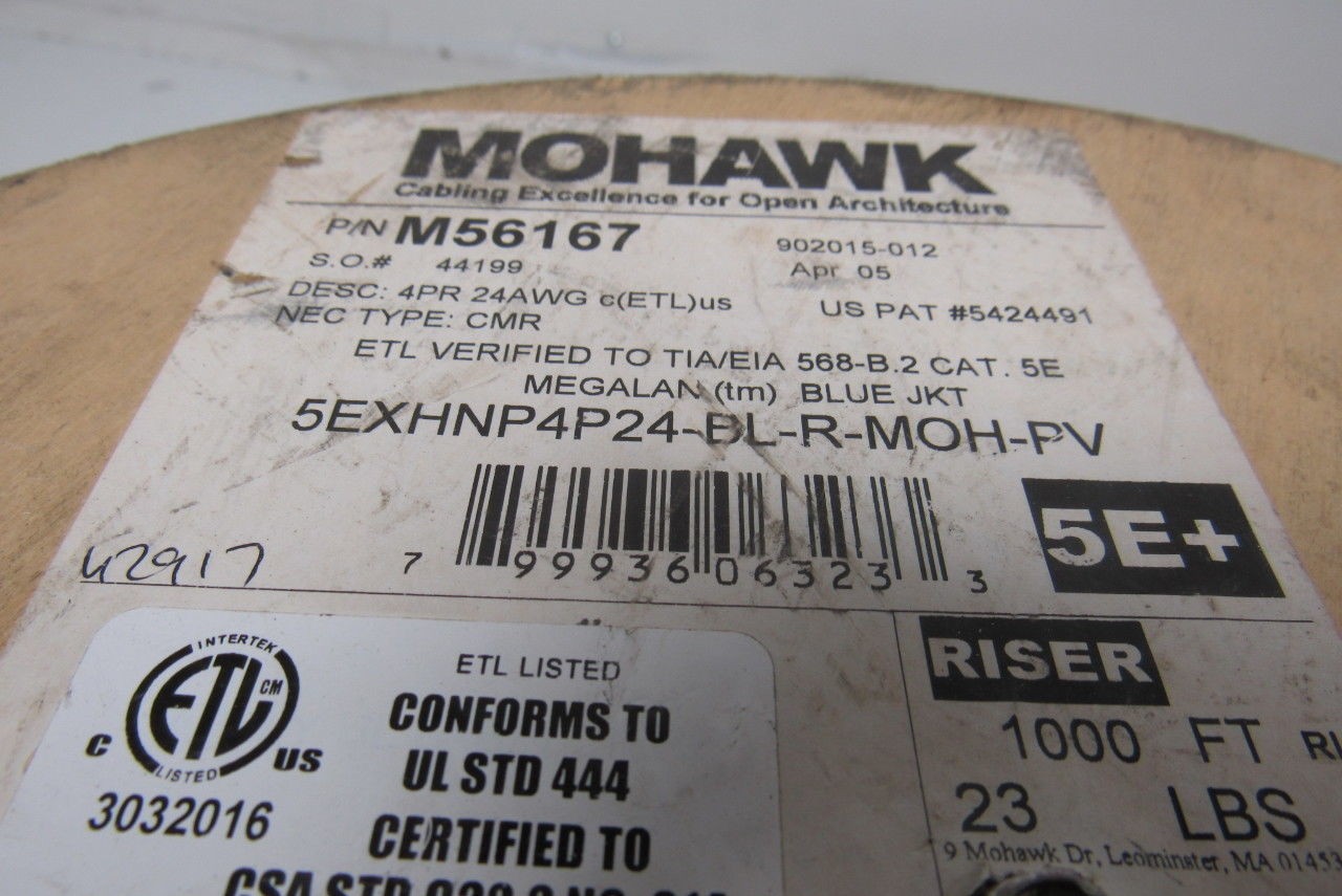 Mohawk M56167 MegaLan Cat 5E Cable Non Plenum Twisted Pair 24 AWG 337′