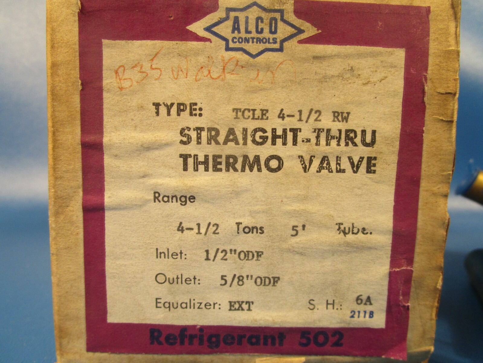 ALCO TCLE 4 1/2 RW, Thermo Valve, Straight-Thru, Inlet=1/2″ ODF, Outlet= 5/8″ OD
