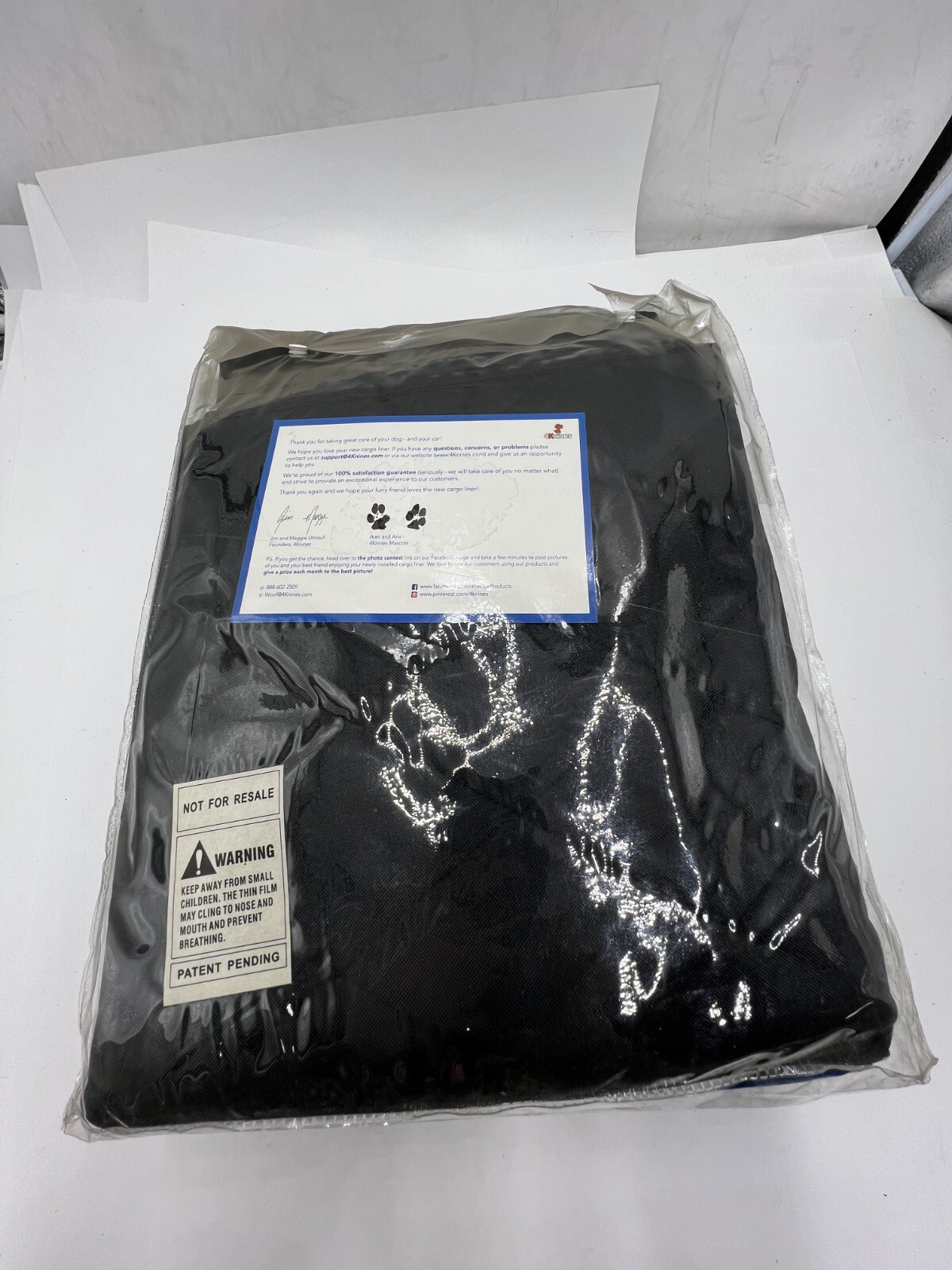 4Knines 8888 Luxury Cargo Liner Waterproof Weather for Dogs Black Large