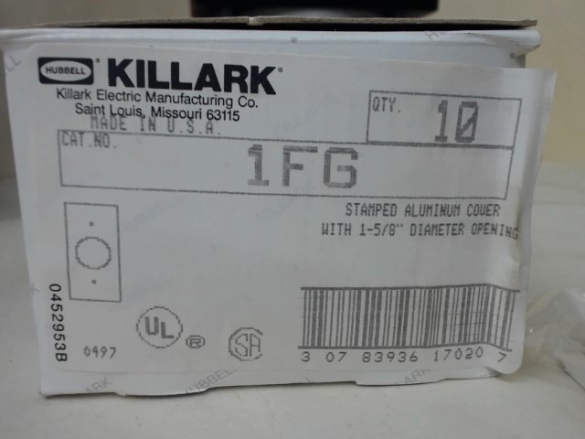 Lot Of 5 Boxes Killark 1Fg Stamped Aluminum Cover With 1-5/8″ Diameter Openeing