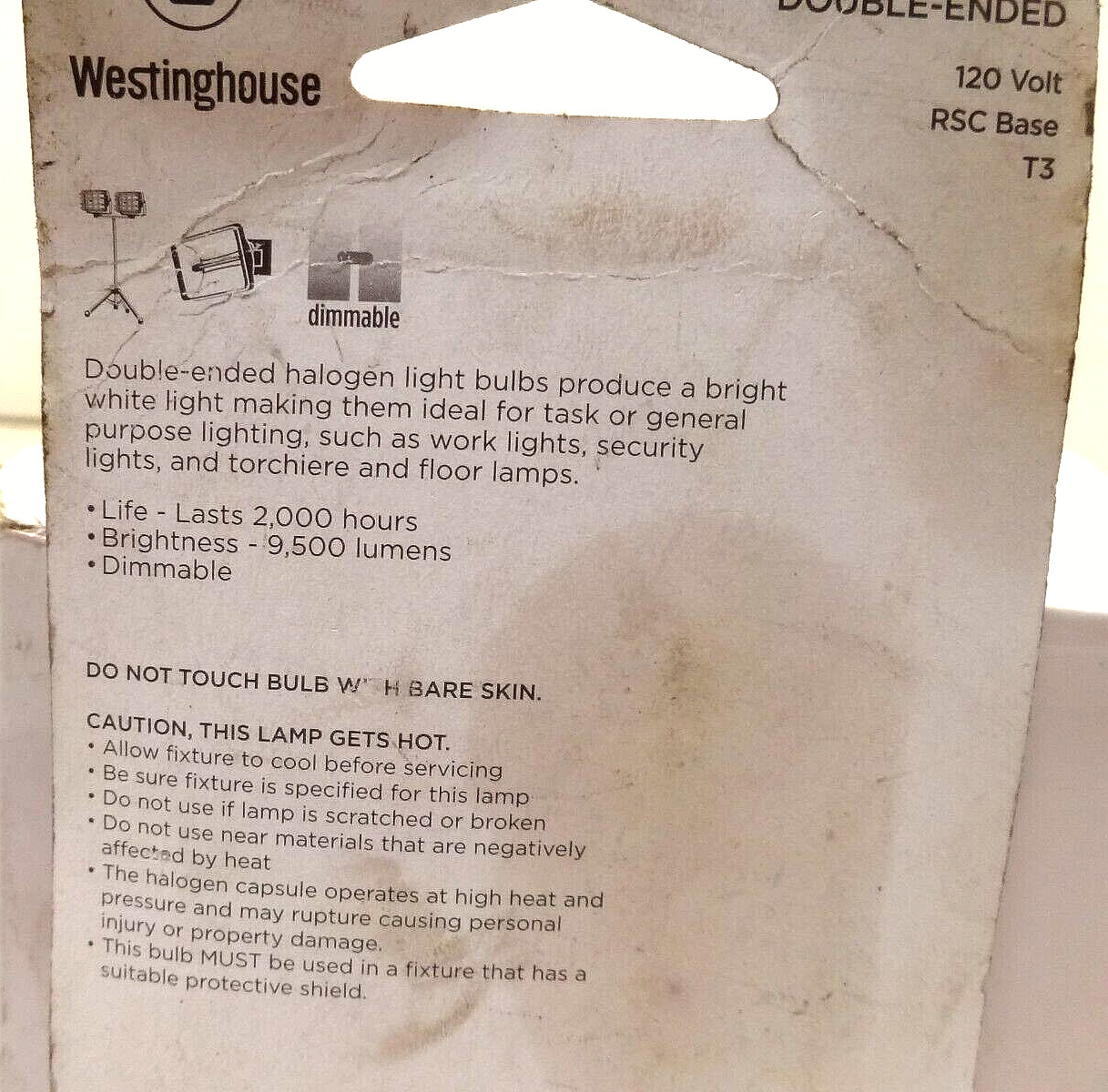 Westing House Halogen Double-Ended Bulb 500W 120V Base 2Pack 3050K 4.7 Inch