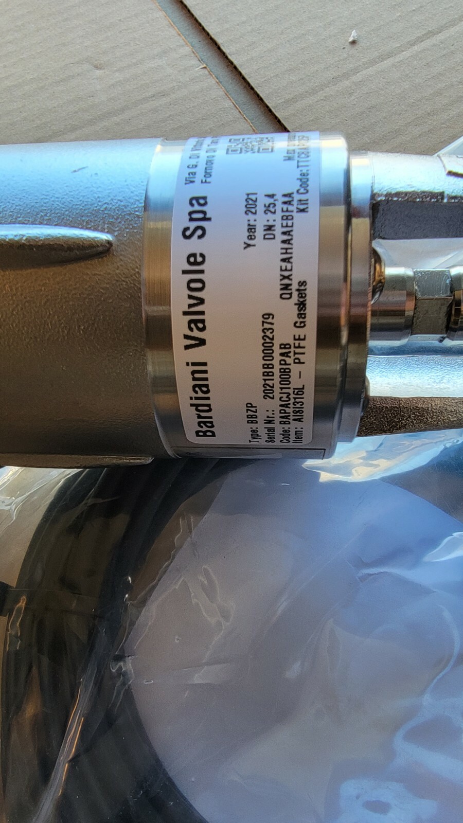 New HPS Type BBZP AISI316L-PTFE Bardiani Valvole Spa Receive Return Assembly