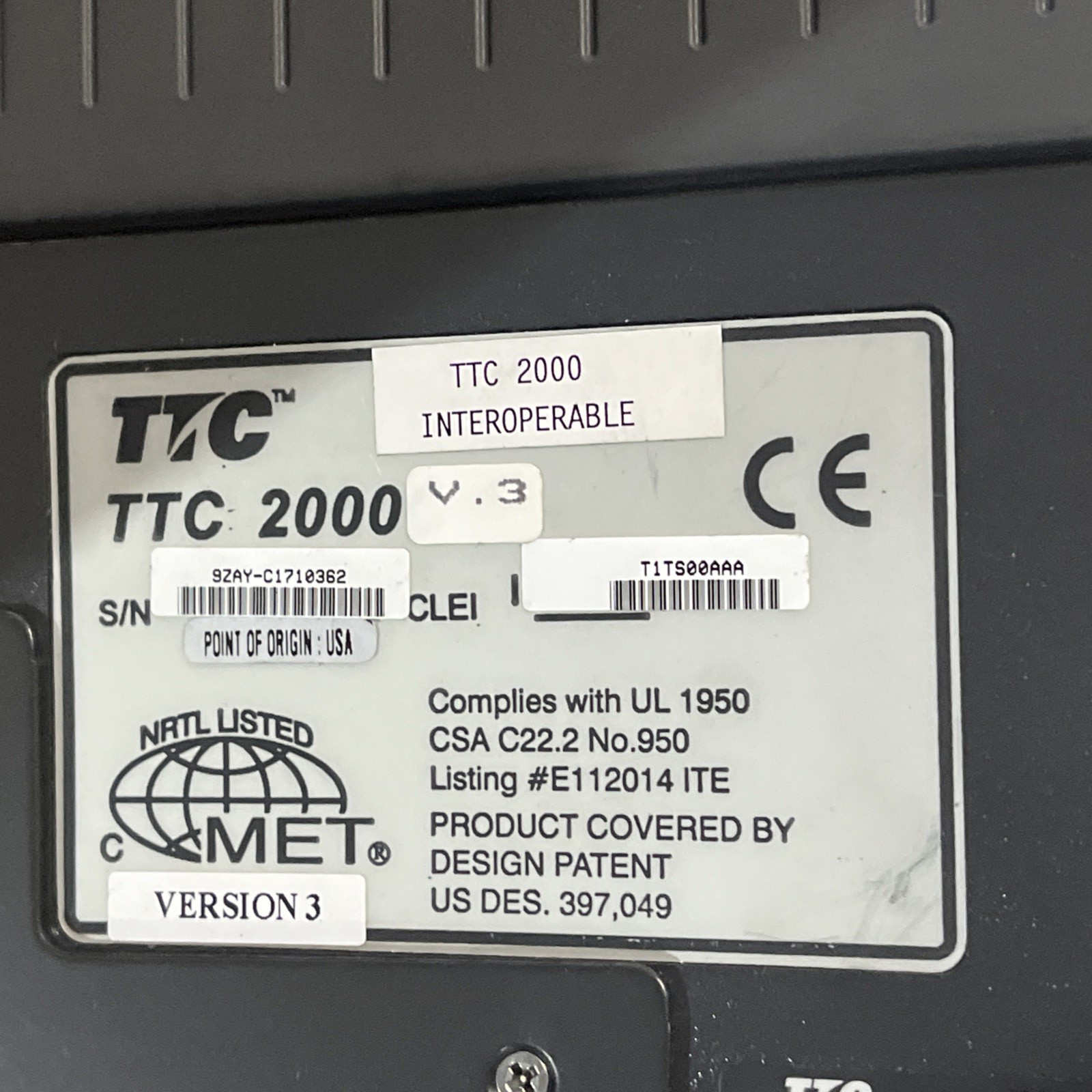 TTC ACTERNA T-BERD 2000 TEST PAD 2000C T-BERD 2310 SIG DDS FT1 ASP PRI TIMS VT-1
