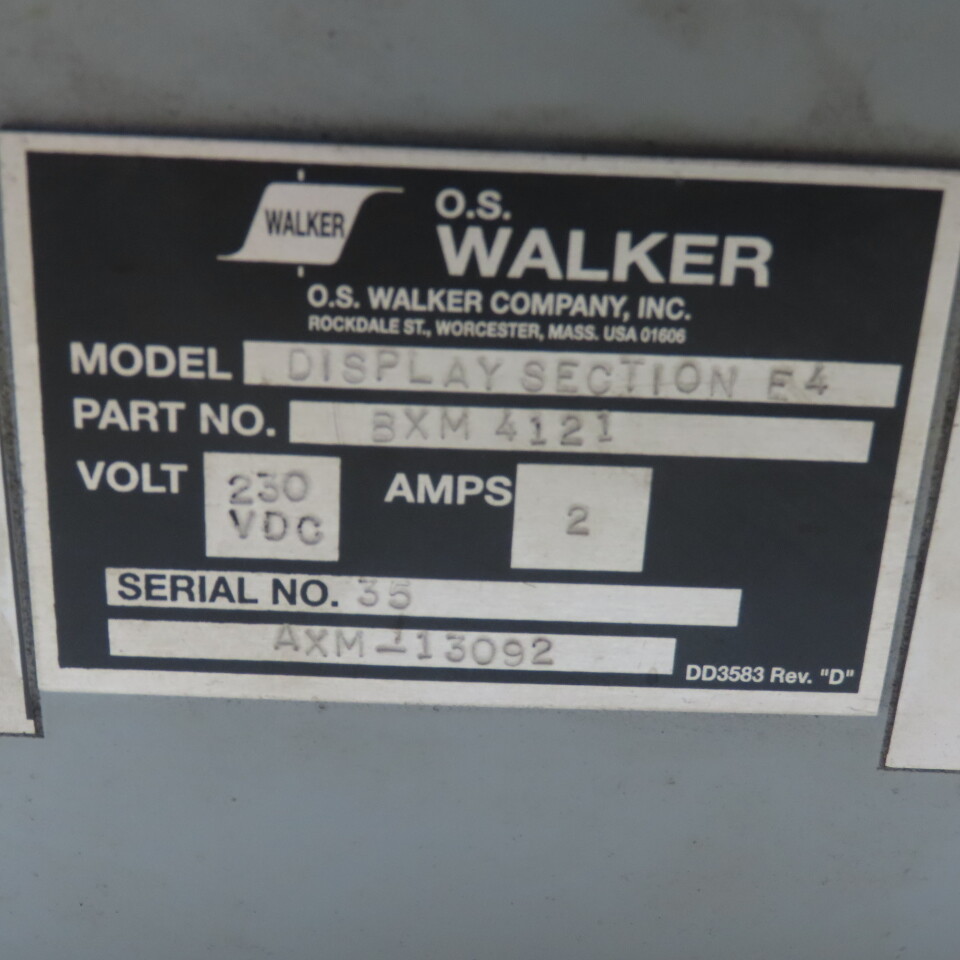 OS Walker Company BXM 4121 Display Section Controls Operator Interface