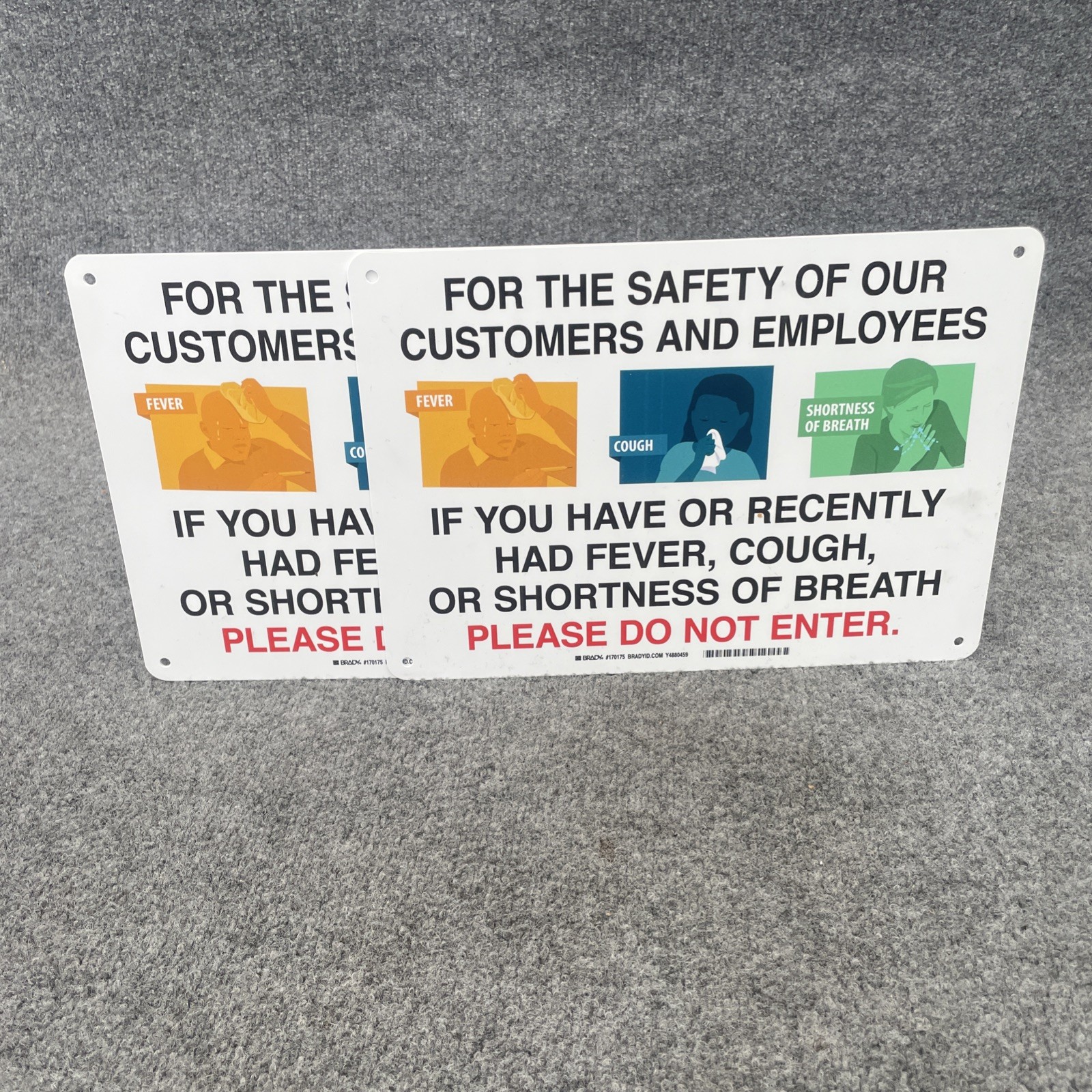 Lot Of 2 – Brady 170175 For The Safety Of Our Customers Sign, 170175 New Other