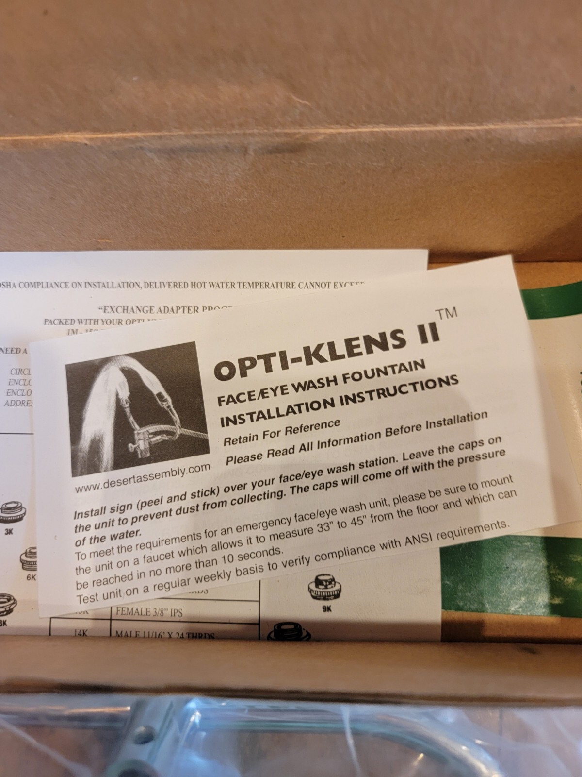 Lab Safety Supply Opti Klens II OK 11 LAB Eye Wash Fountain – Nozzle Only 8UKU0