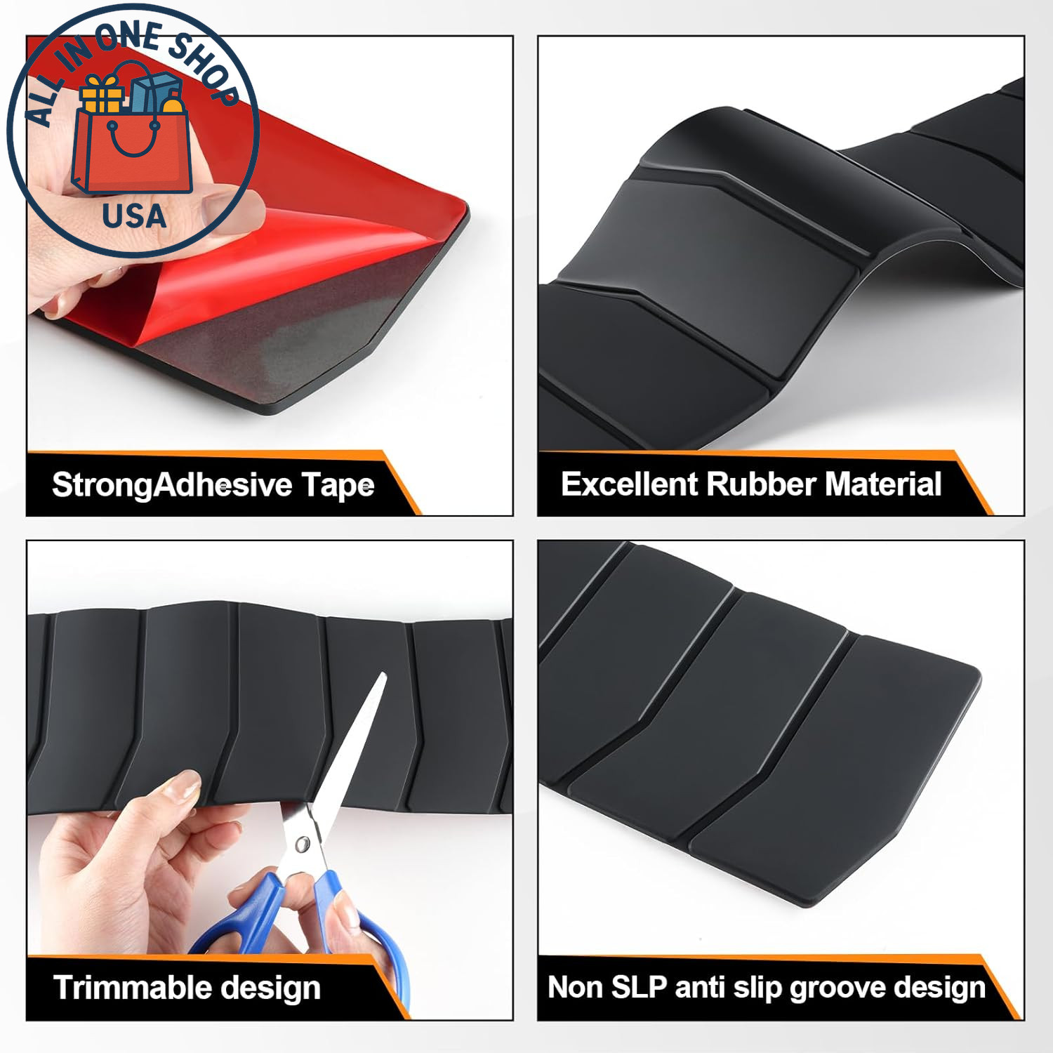 Universal Rubber Rear Bumper Protector for Cars and SUVs, 41.5″x3.6