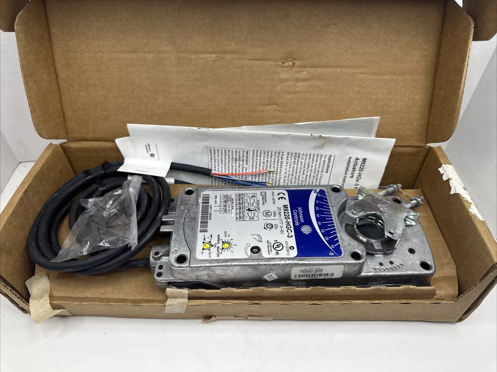 JOHNSON CONTROLS M9220-HGC-3 Rotary Actuator 24VAC 20Nm 177 in/lb Spring Return