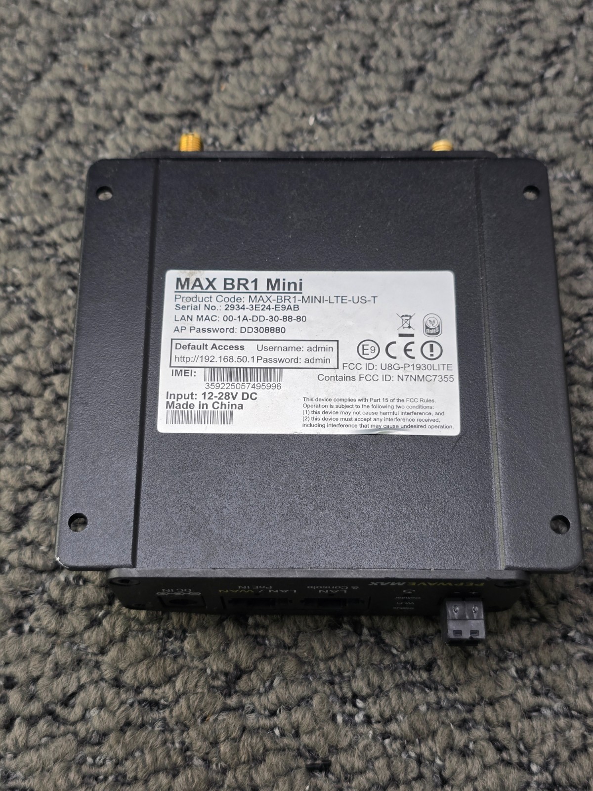 MAX-BR1-MINI-LTE-US-T Machine-to-Machine Indoor WiFi Cellular Router 12-28V DC