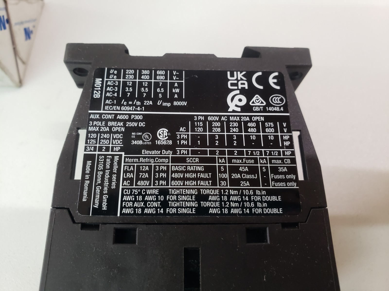 UNUSED – Eaton Moeller DILM12-10 Contactor XTCE012B10A