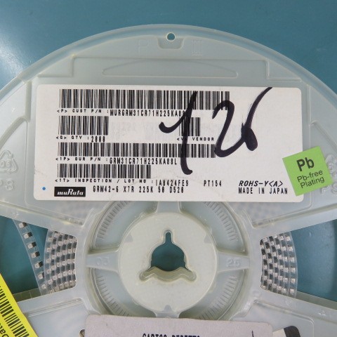 MURATA GRM31CR71H225KA88L Qty of 590 per Lot COND. CER. SMT 2.2 UF 50V 10% X7R