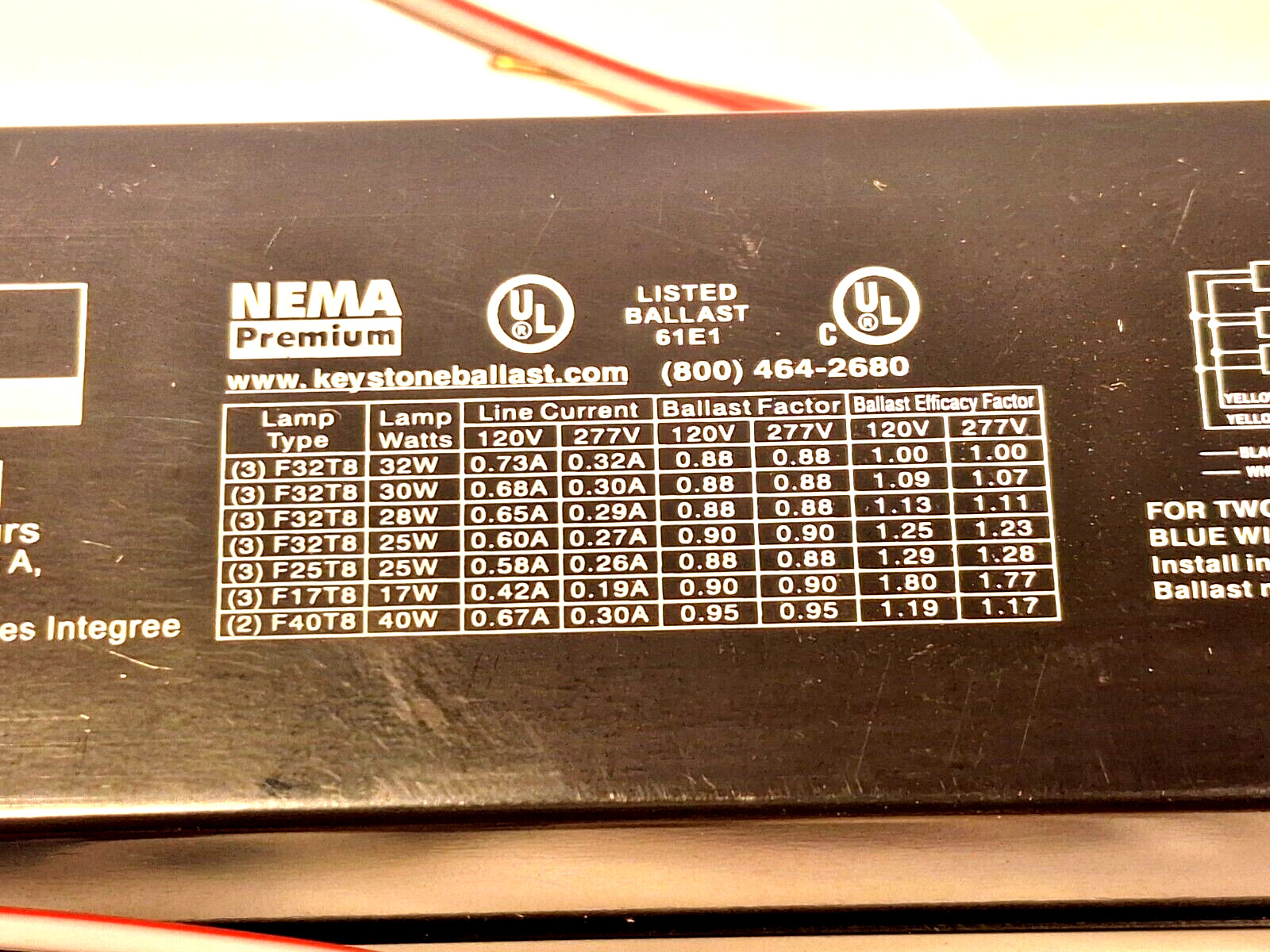 KEYSTONE KTEB-332-UV-PS-N-P FLUORESCENT BALLAST 2/3-LAMP F32T8 F40T8 120-277V IS