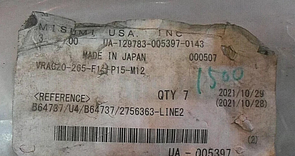 MISUMI Linear Shaft Stepped End Tapped Precision VRAG20-265-F12-P15-M12