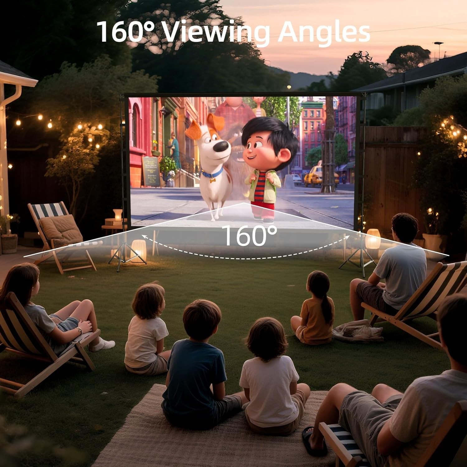 Portable 120″ Outdoor Projector Screen with Aluminum Stand & Carry Bag – Foldabl