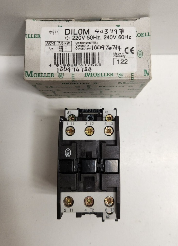 NEW IN BOX! MOELLER 35A 3POLE 220/240V COIL CONTACTOR DIL0M-220V/50HZ-240V/60HZ
