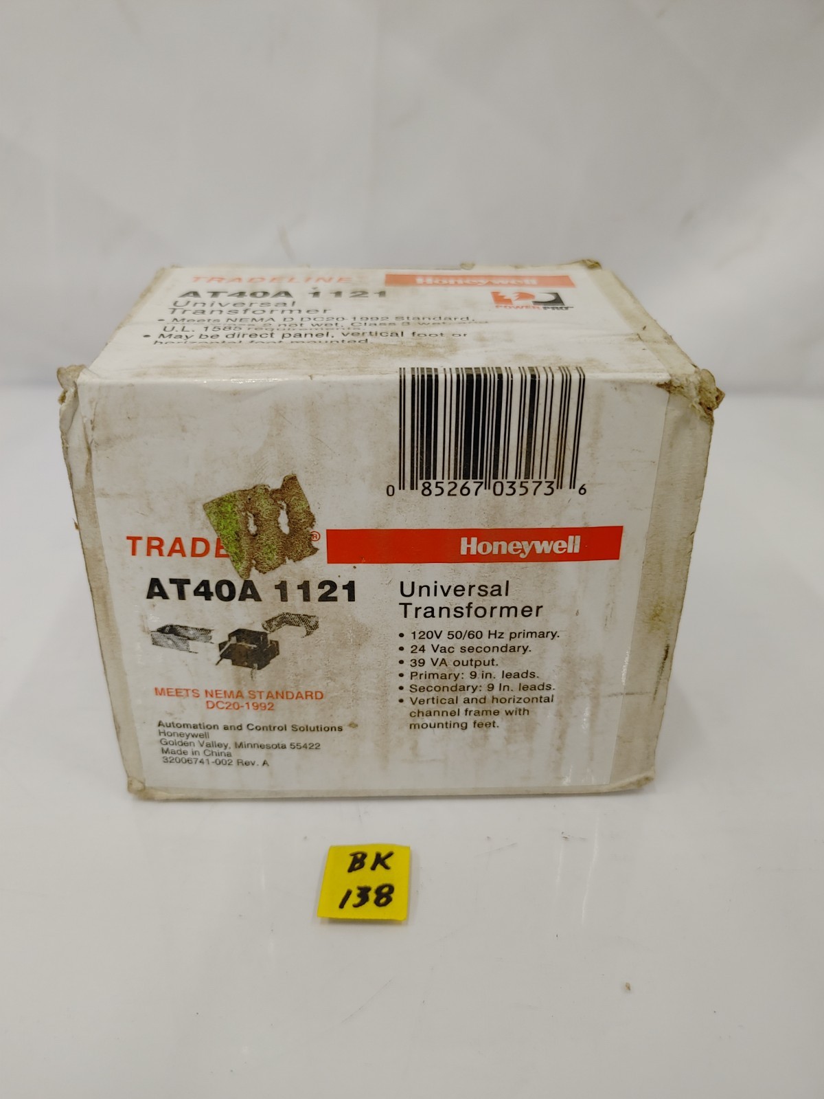 Honeywell AT40A 1121 Universal Transformer – SEALED