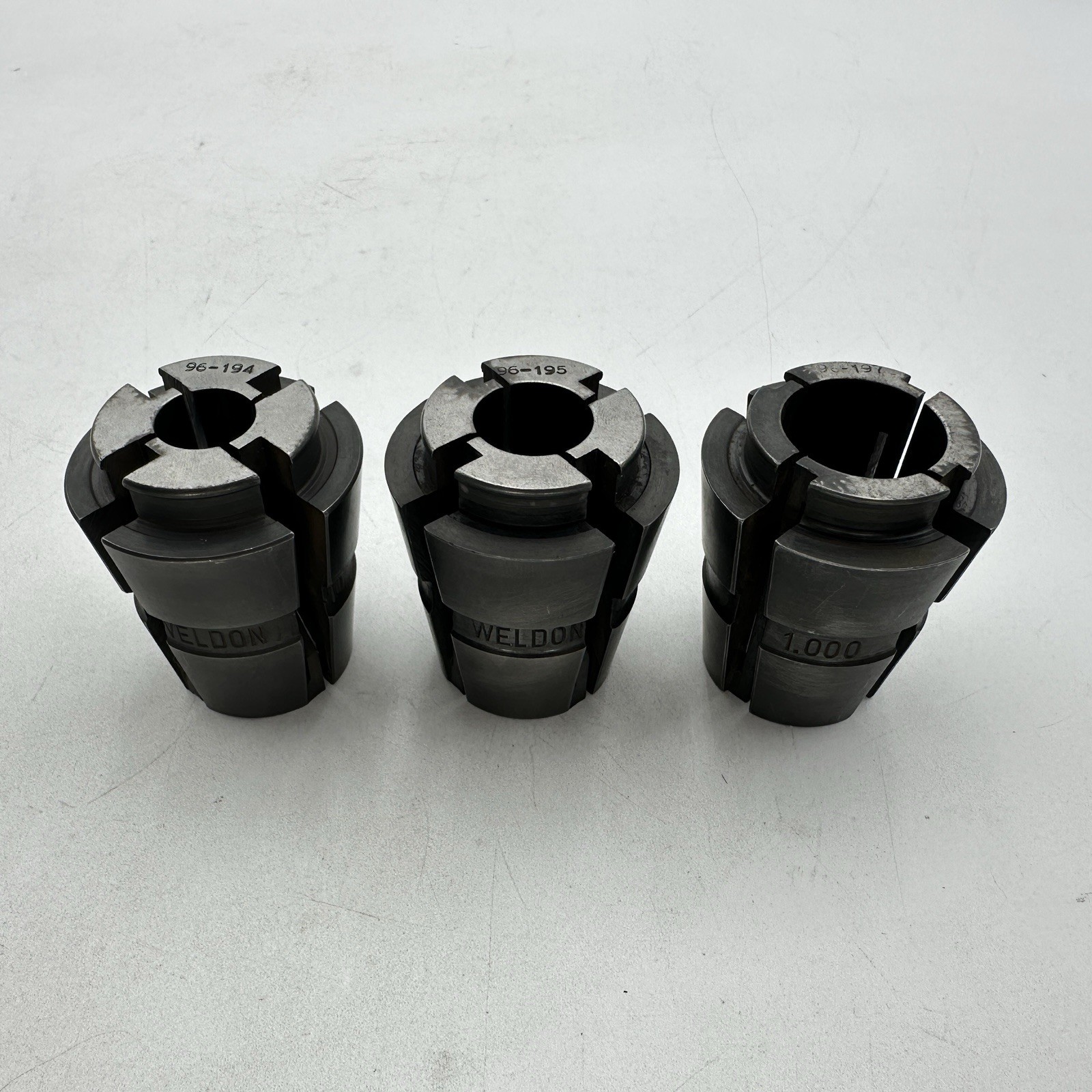 Lot of 3 Weldon C10 Collets C-10 Size 5/8″, 3/4″, 1″ – 96-194, 96-195, 96-197