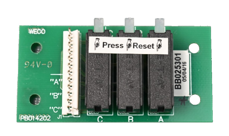 Watthour Engineering WECO 2350-R Circuit Breaker/Fuse/Reset Board BB025301