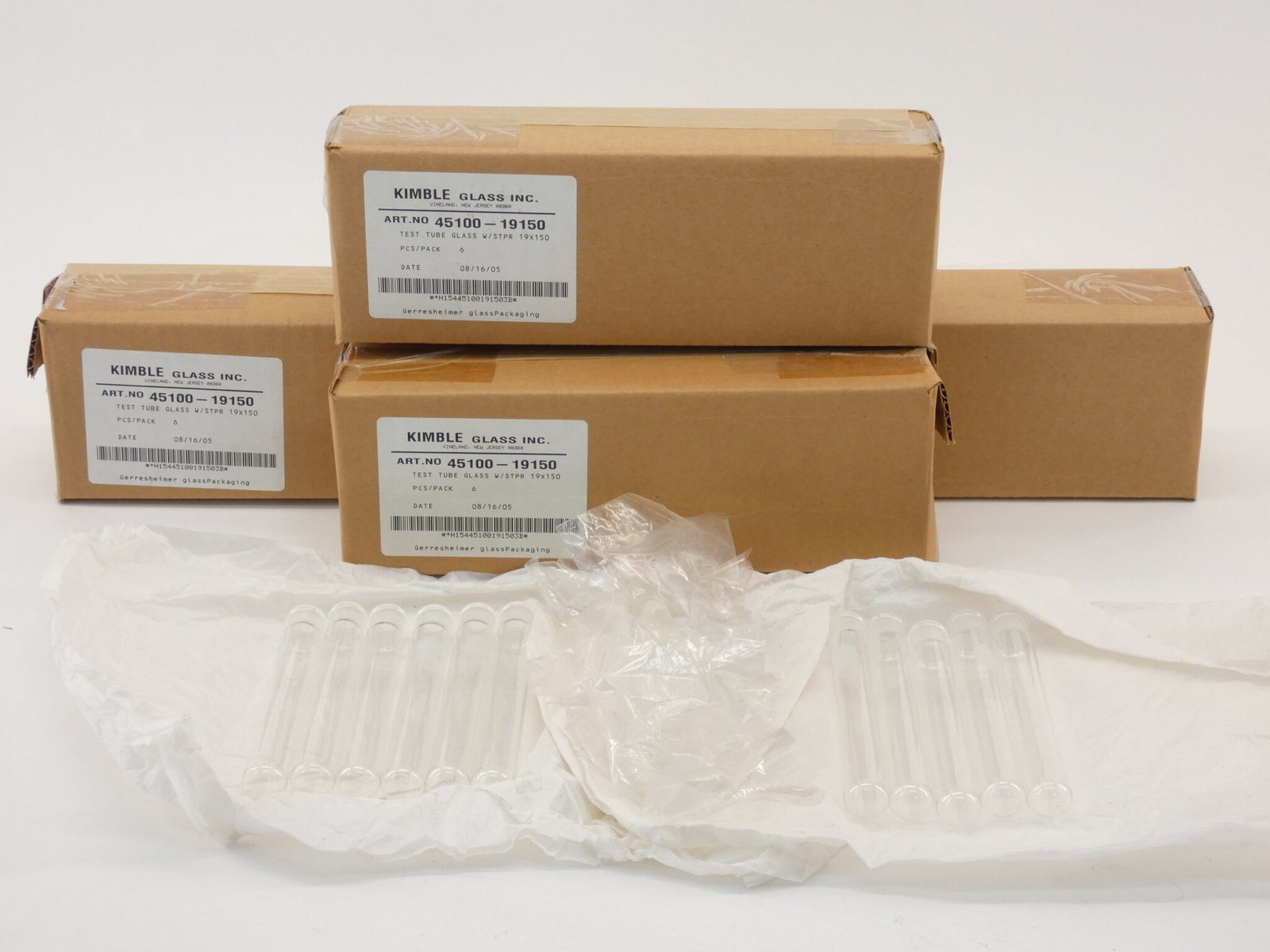 *Lot of 23* Kimble 45100-19150 KIMAX Glass Test Tube w/ Stopper 19 x 150mm 26…