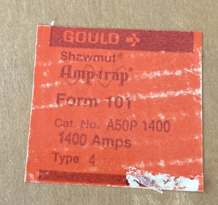 GOULD SHAWMUT A50P1400 TYPE 4 500VAC 1400 AMPS. FREE SHIPPING! Z2