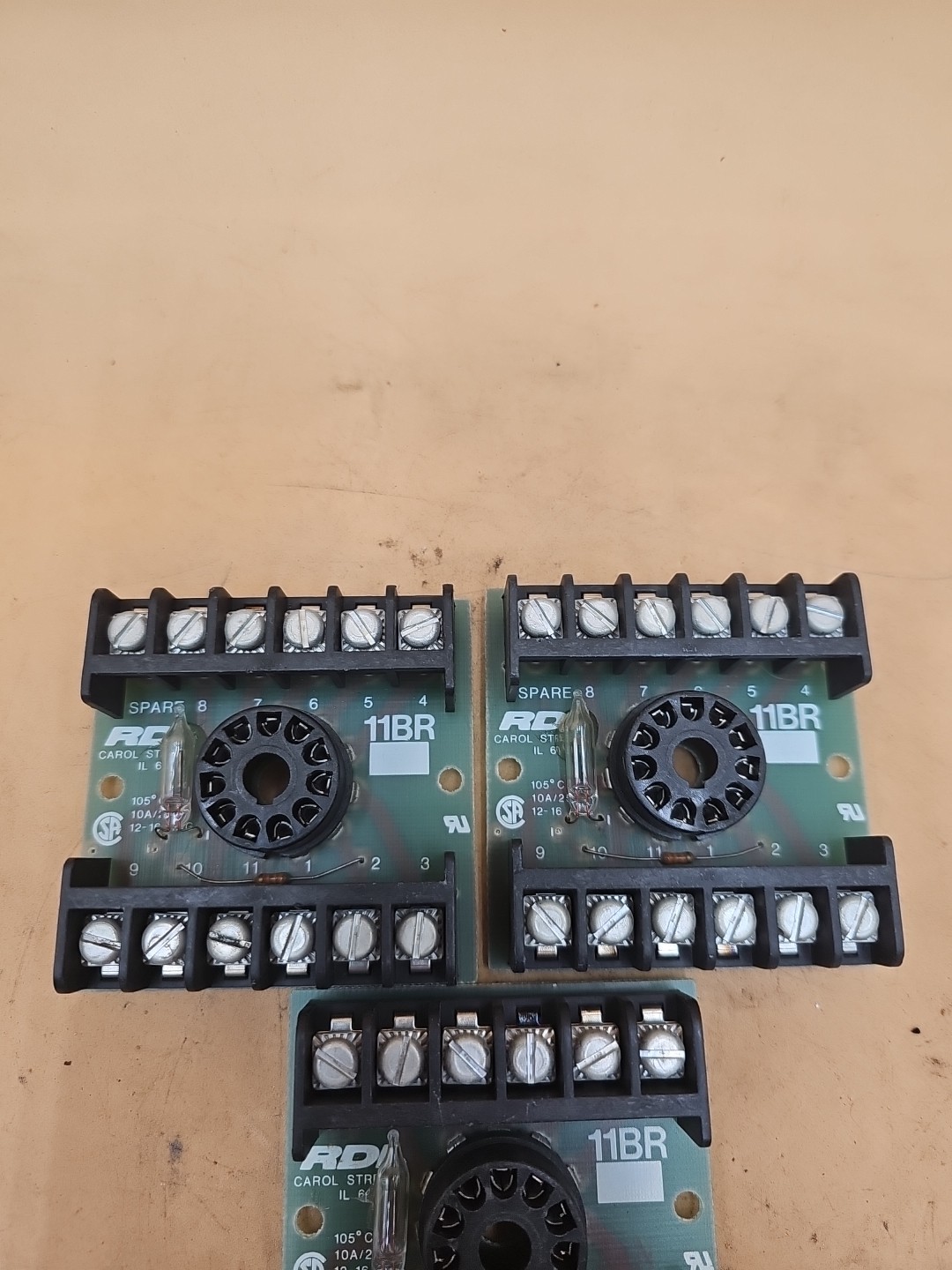 LOT OF 3 RDI 11BR Relay Socket Bases. 620-0021-01