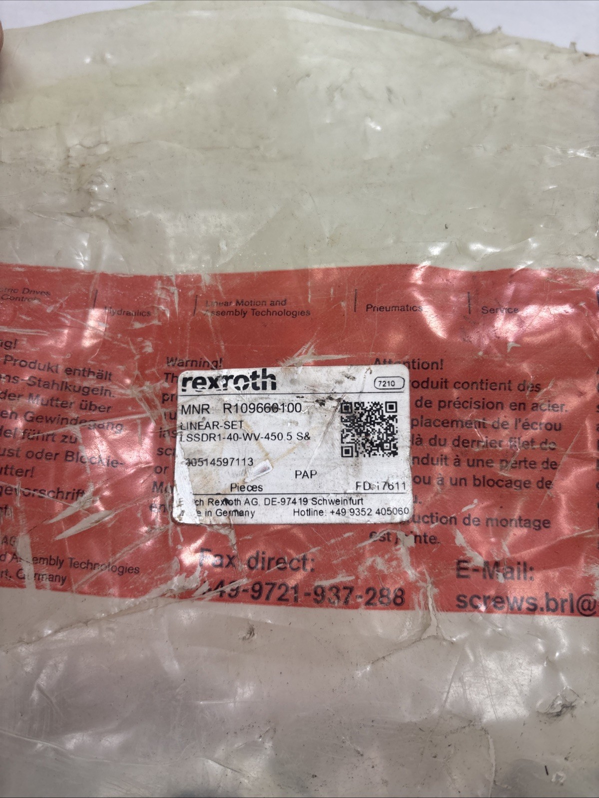 Rexroth R109660100 linear-set lssdr1-40-450.5 s