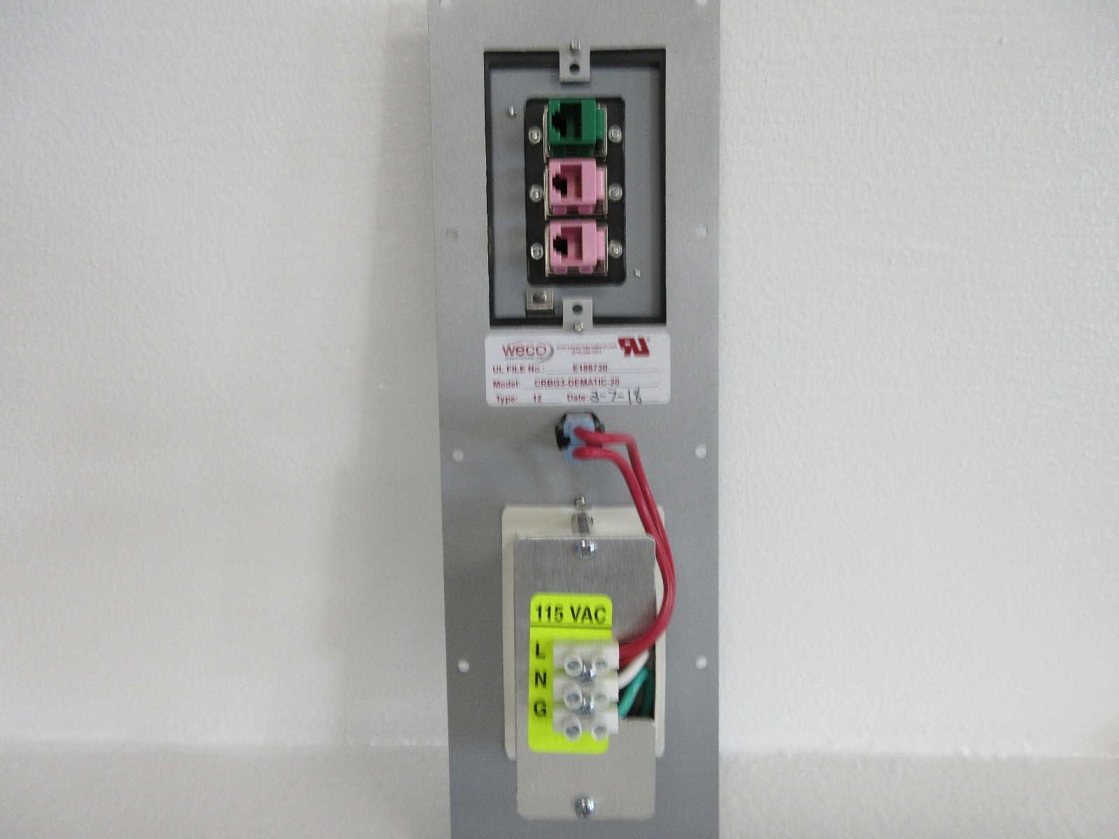 WECO CRBG3-DEMATIC-20 NEW TYPE 12 PROGRAM PORT / DUPLEX OUTLET CRBG3DEMATIC20