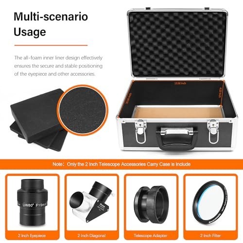 Astromania 2-In Telescope Accessory Case Aluminum Alloy Customizable Foam 14×10