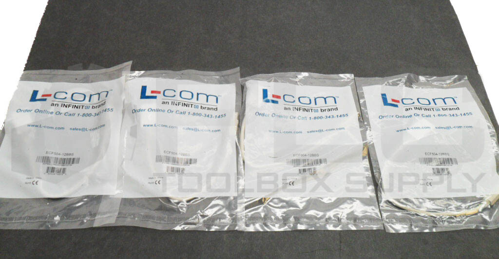 LOT OF 4 SEALED NEW L-COM ECF504-12BBS FEMALE BULKHEAD MALE 12″