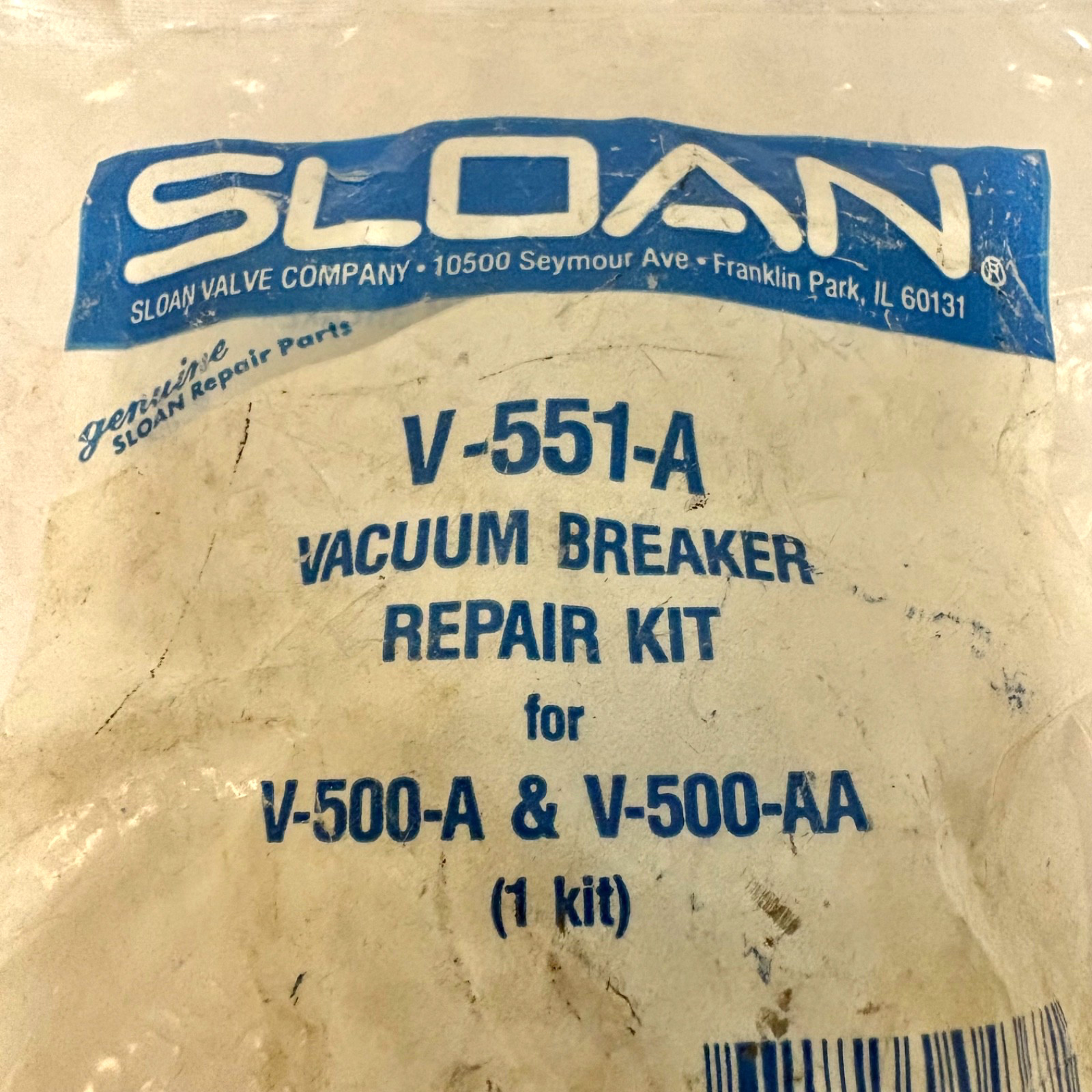 Sloan V-551-A Vacuum Breaker Repair Kit for V-500-A & V-500-AA (New/Sealed)