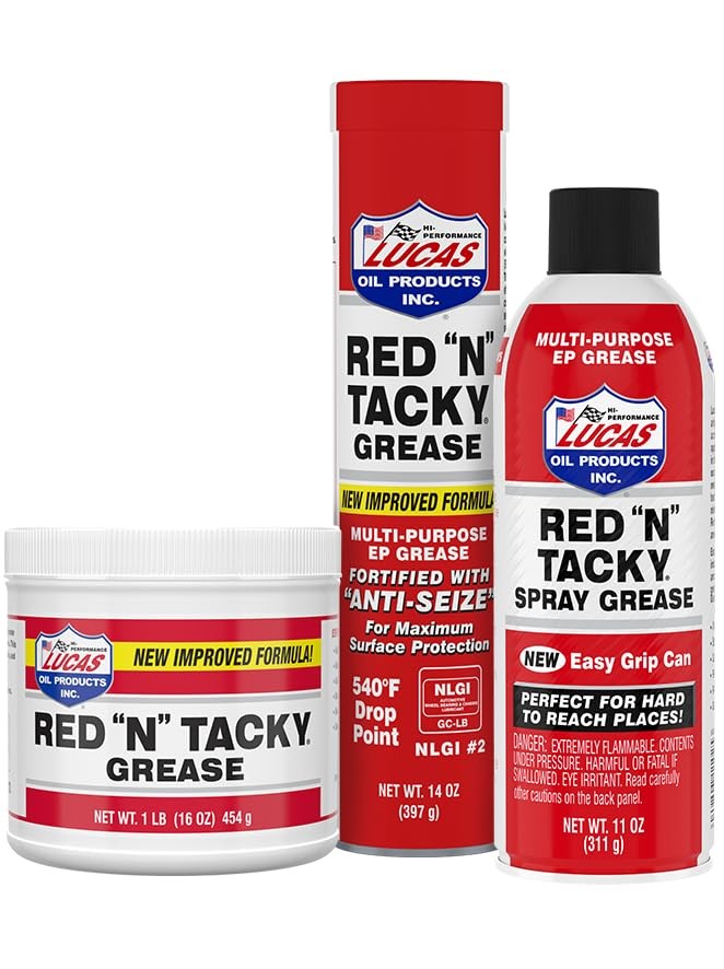 Lucas Oil 10005 Red ‘N’ Tacky Grease – 14 Ounce 14 Ounce, bright red