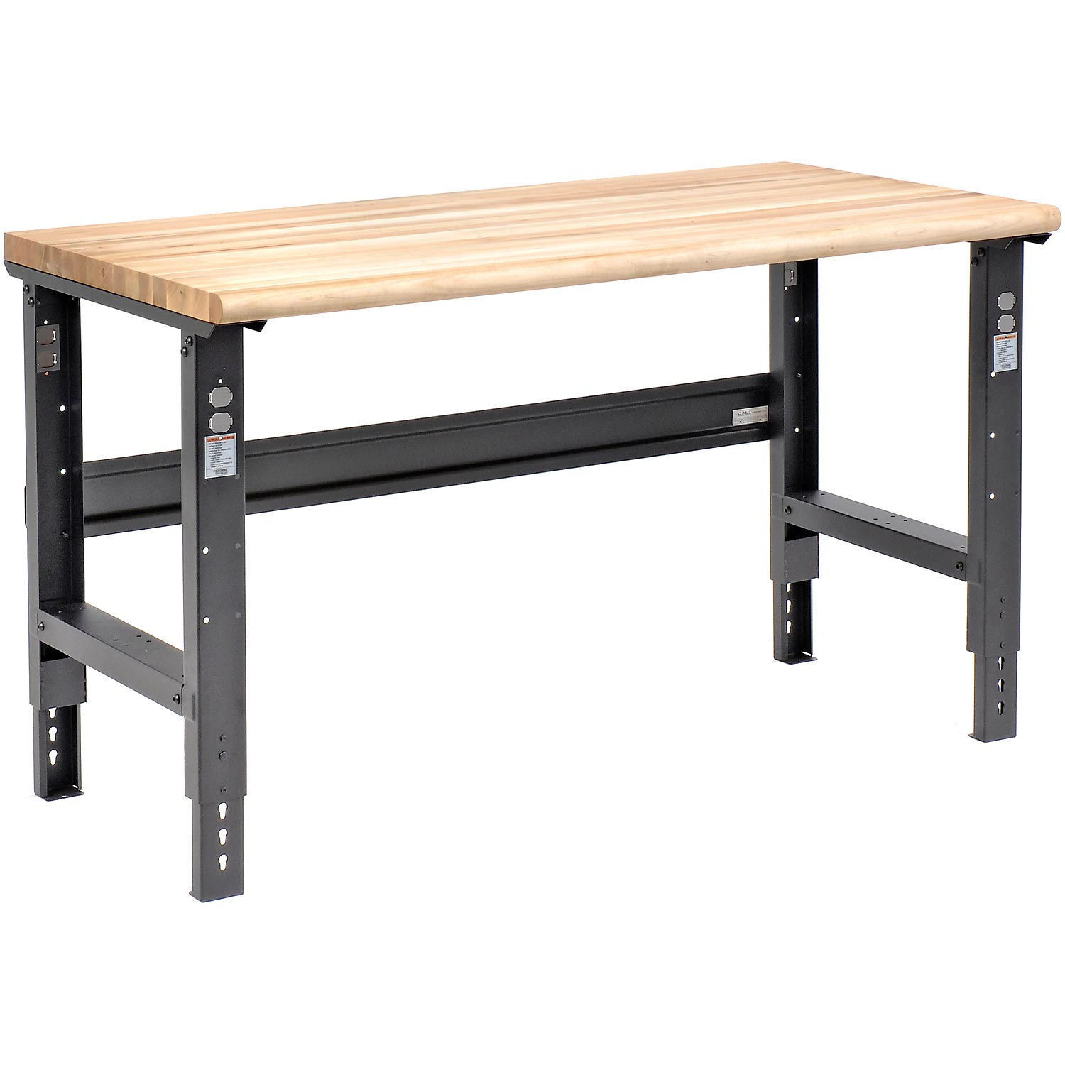 Adjustable Height Workbench C-Channel Leg 60″W x 30″D 1-3/4″ Maple Top Safety