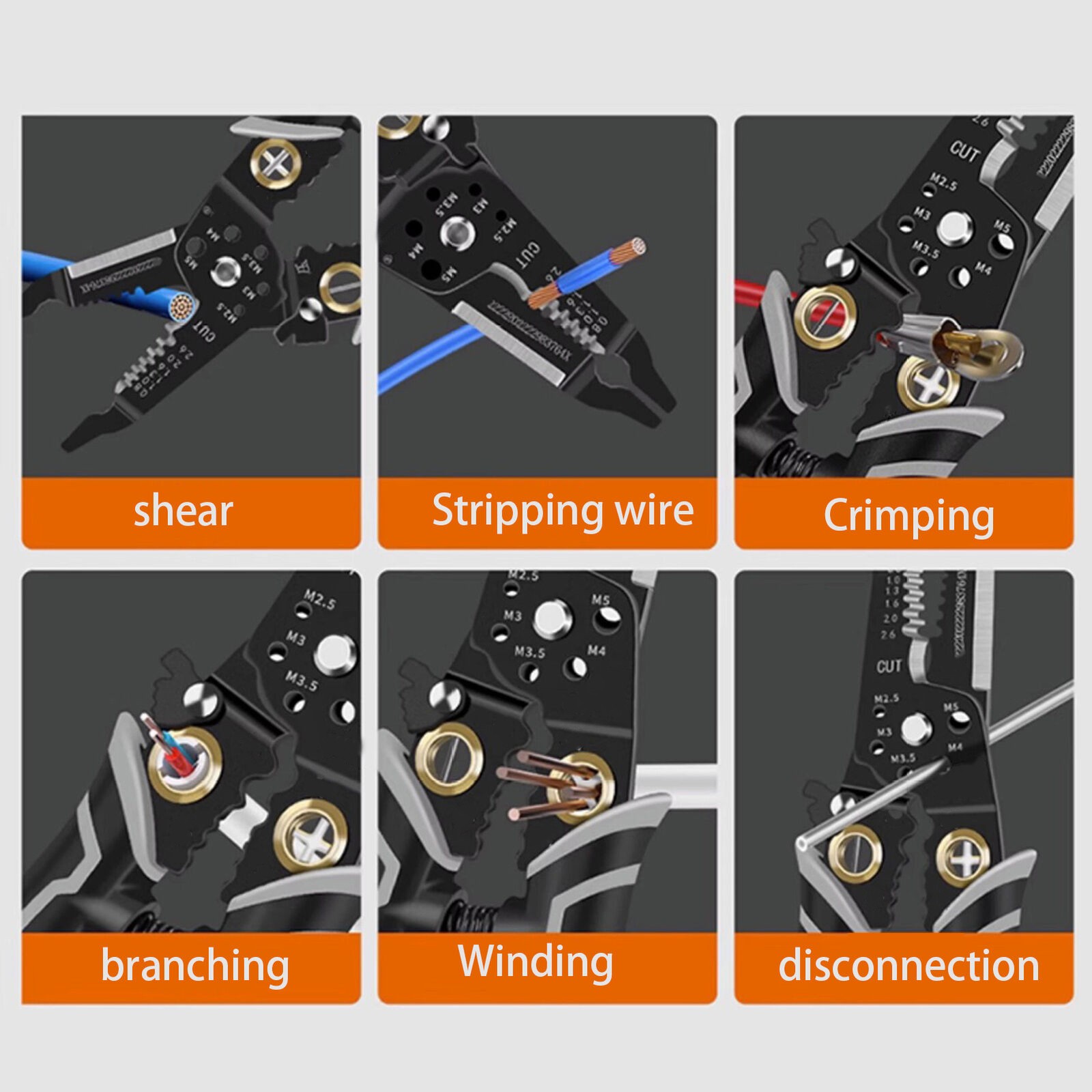 Durable Multipurpose Electrical Wire Stripping Crimper Pliers Wire Cutter