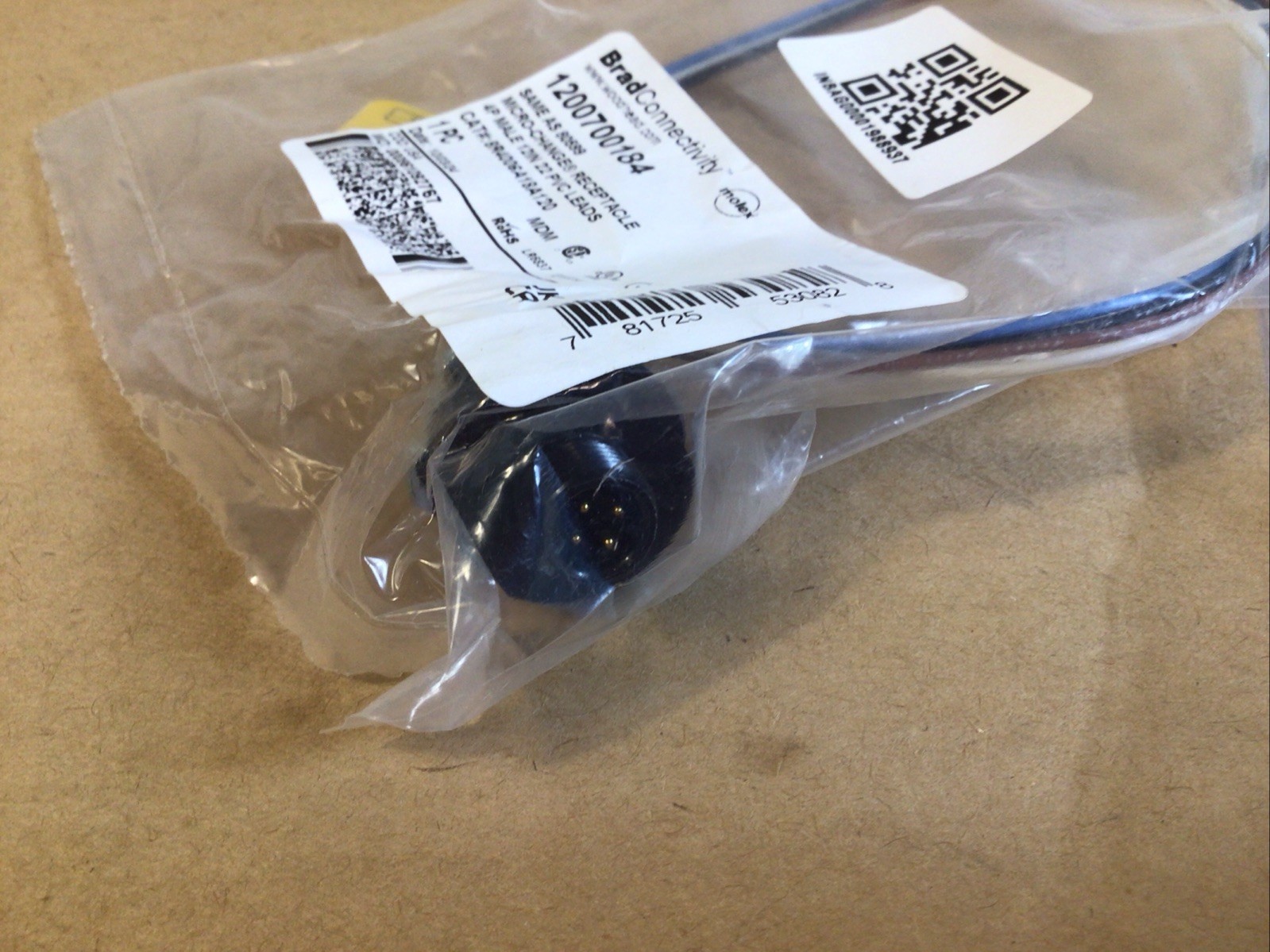 2 X BRAD HARRISON 8R4006A18A120 12″ 4P MALE MICRO-CHANGE RECEPTACLE / New
