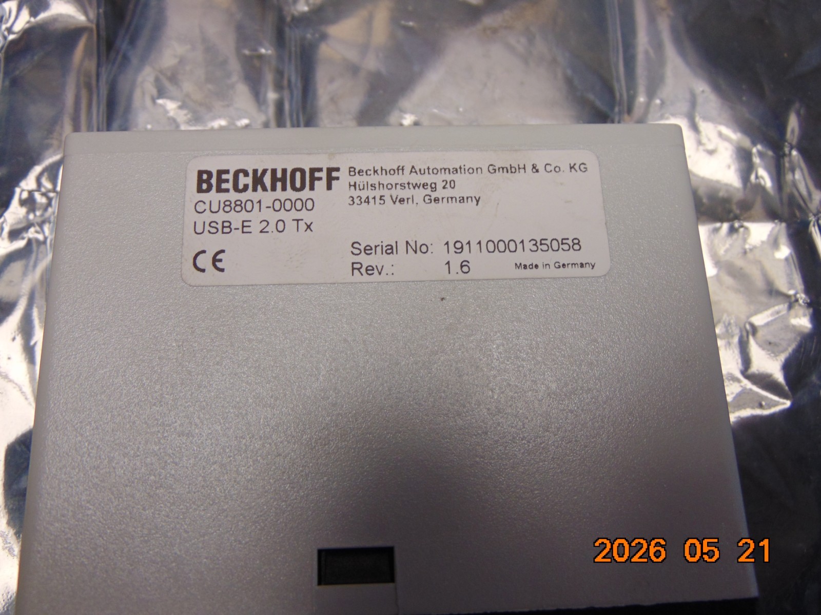 BECKHOFF CU8801-0000 USB EXTENDER 2.0 Tx REV 1.6