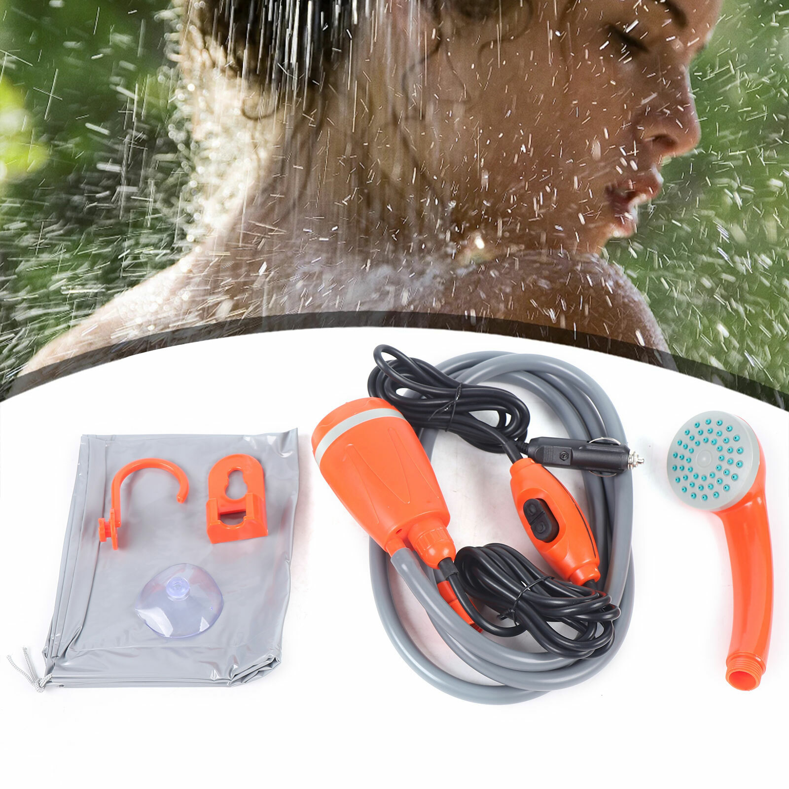 Outdoor Portable Shower Head Camping Water Pump Travel Hiking