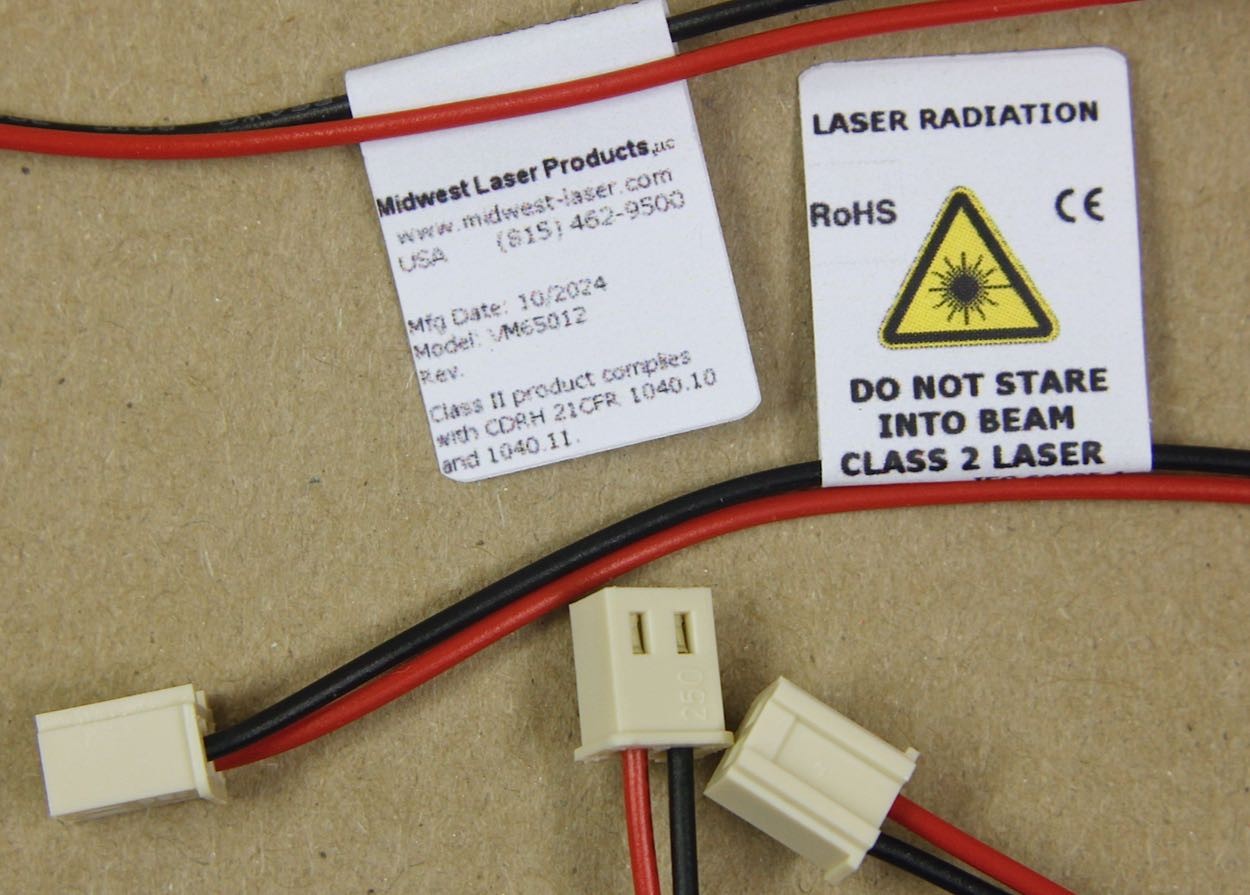 4 Midwest VM65012 Red Dot Laser Modules 12mm 650nm 0.8 to 0.95 mW Class 2