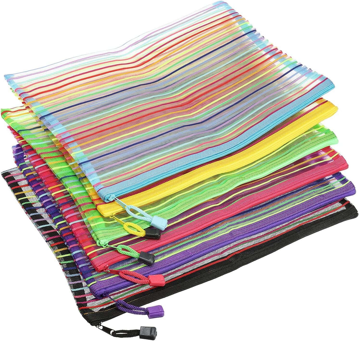 YOKIVE 6 Pack Mesh Cosmetic Bags, A4 Nylon Zipper Files Pockets Pencil Cases…