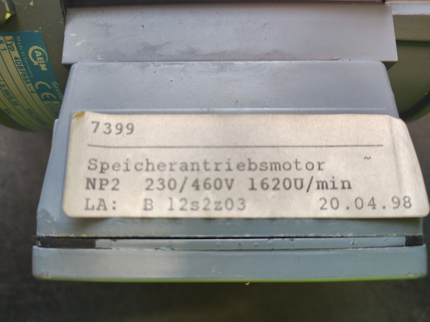 ABM Motor Typ. 4DBF56A-4 .09kW IP 54 UT C 239/460 VOLT BREMSE Brake S1 1620