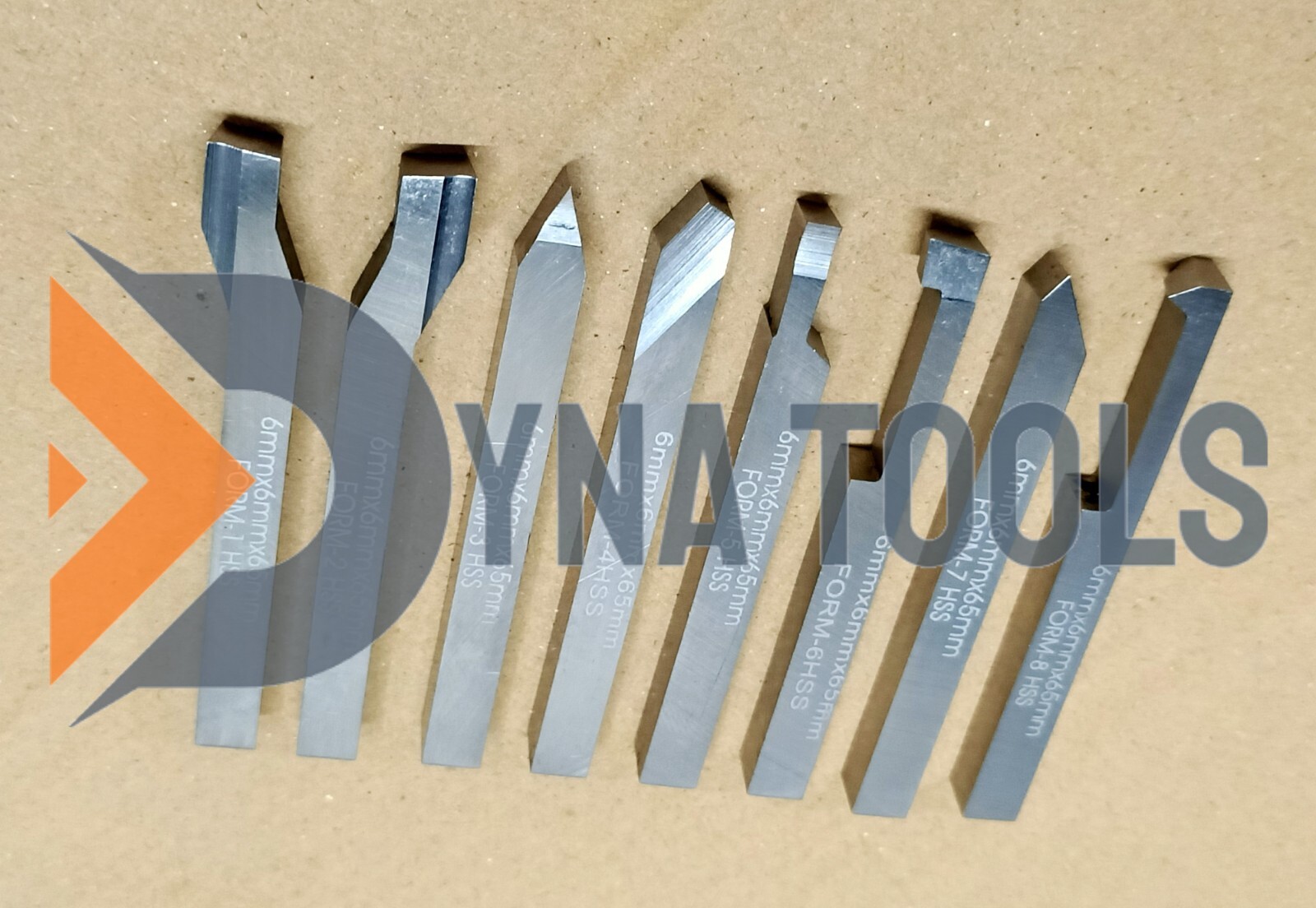 6mm x 65mm HSS Lathe Form Tools Set Of 8 Pieces Square Shank Pre-Formed Tools