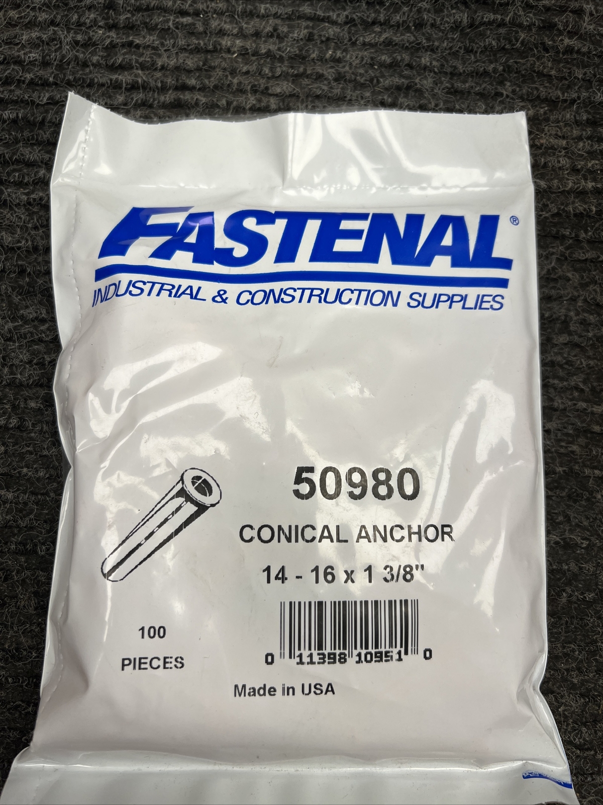 New FASTENAL 50980 Conical Anchor 100 Pieces