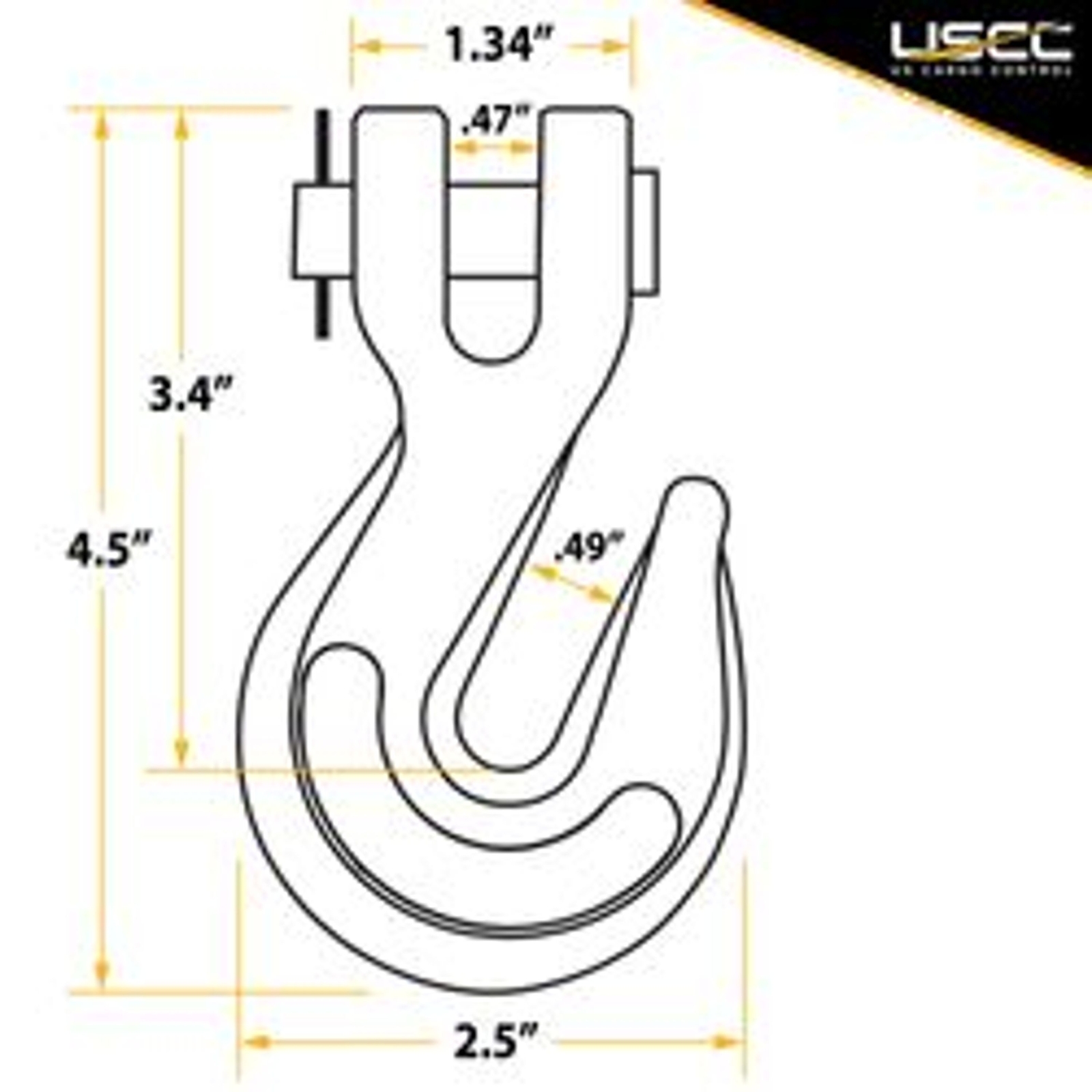 USCC 3/8″ G70 Clevis Grab Hook – Secure Loads To A Truck Or Flatbed Trailer