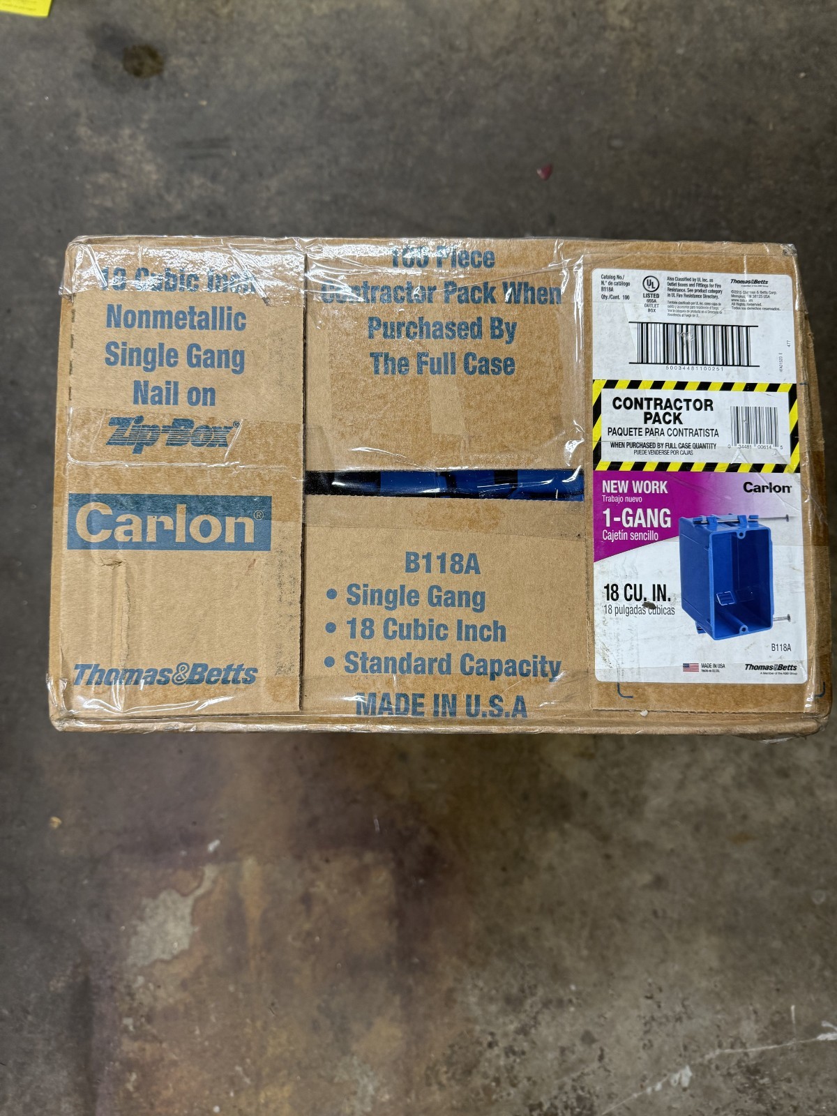 (NEW UNOPENED BOX) (LOT OF 100) Carlon B118A Single Gang New Work Outlet Box