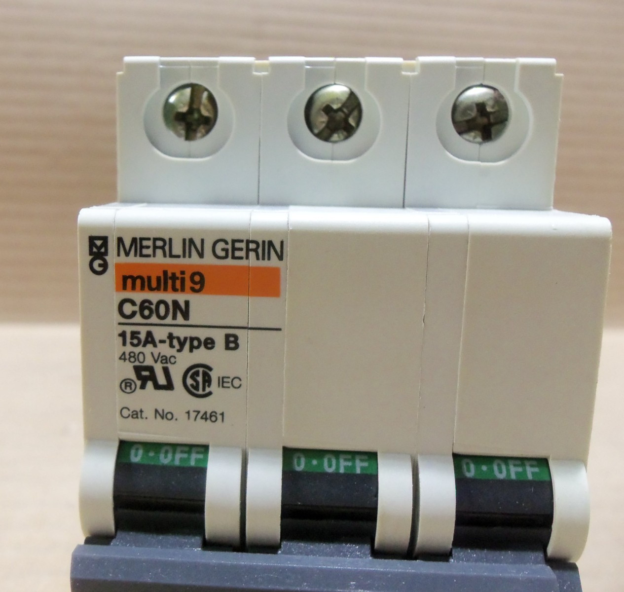 Merlin Gerin MG17461 C60N Supplementary Protector 3 Pole 15A 480Y/277Vac