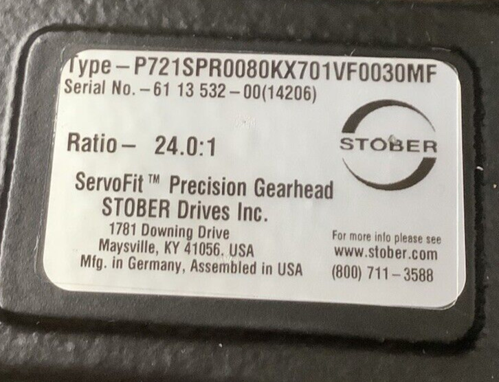 STOBER P721SPR0080KX701VF0030MF SERVOFIT PRECISION GEARHEAD 24.0:1 *NEW*