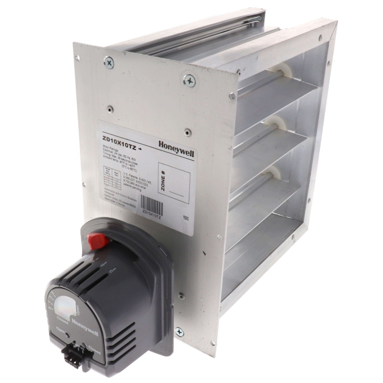 Honeywell ZD10X10TZ/U; ZD10X10TZ Damper (Aluminum, 24v, 10 x 10in, Square)
