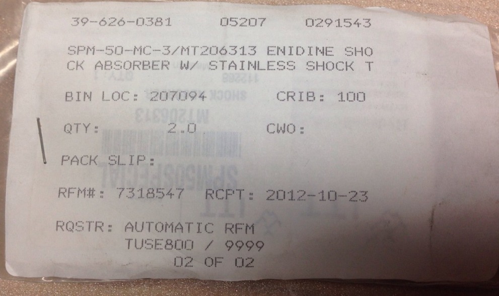 Enidine SPM-50-MC-3/MT206313, SPM50MC3, MT206313, 112258, Shipsameday#1472AC