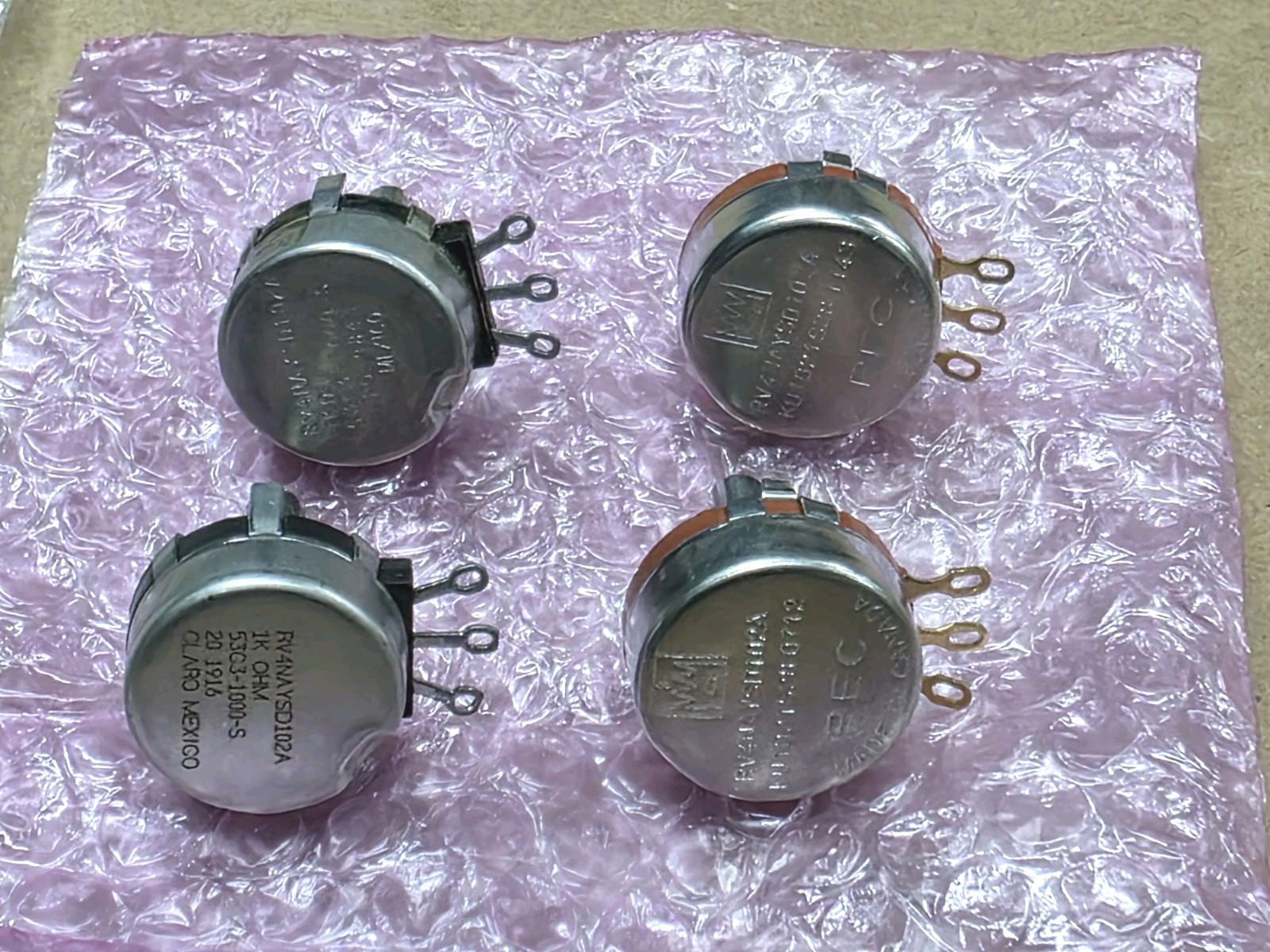 (4) RV4NAYSD102A Single Turn Linear Potentiometer 1000 Ohms 2W 1k