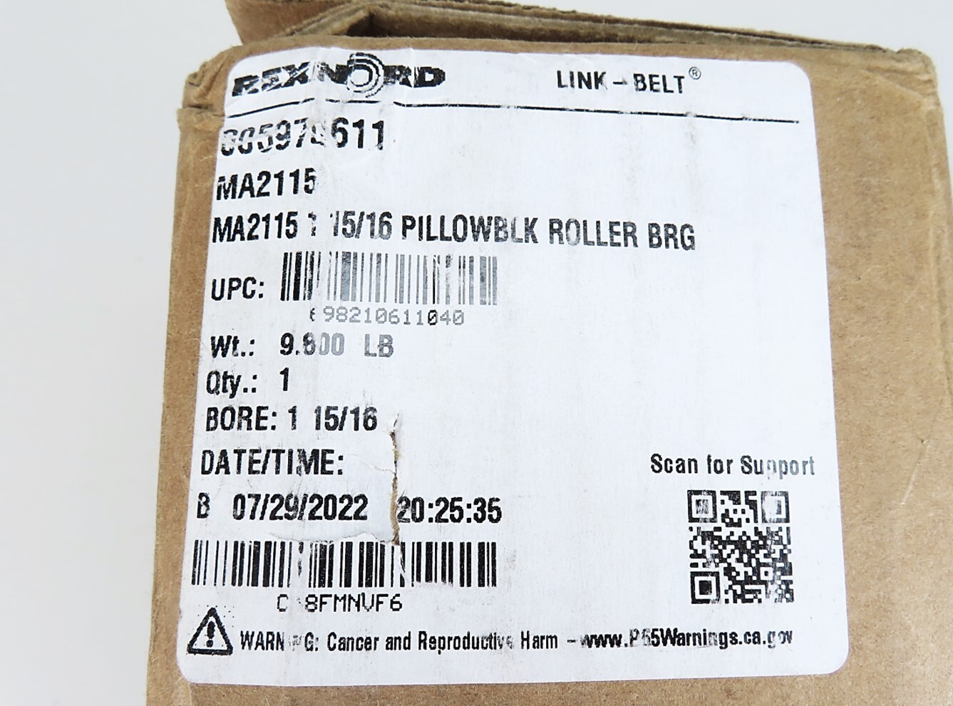 Rexnord MA2115 Link-Belt 2 Bolt Pillow Block Bearing Bore: 1-15/16″ NIB