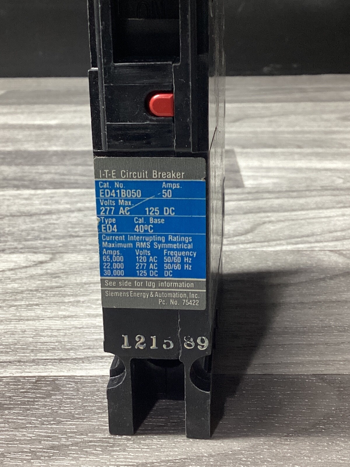 Siemens ITE ED41B050 Circuit Breaker 50A 1-Pole 277V 50 Amp #103G151*CO
